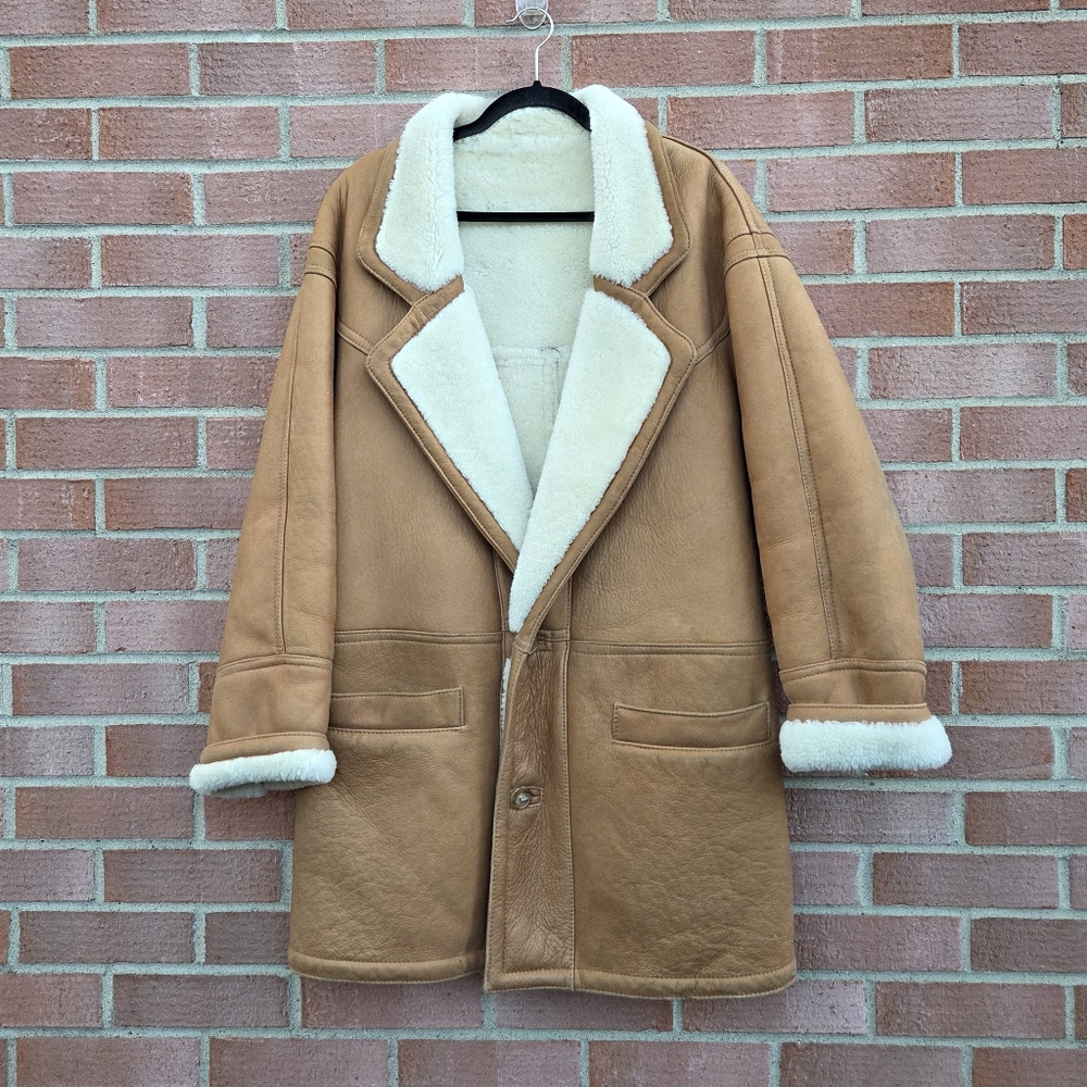 Sawyer of Napa Genuine Leather Shearling Coat Men's Small